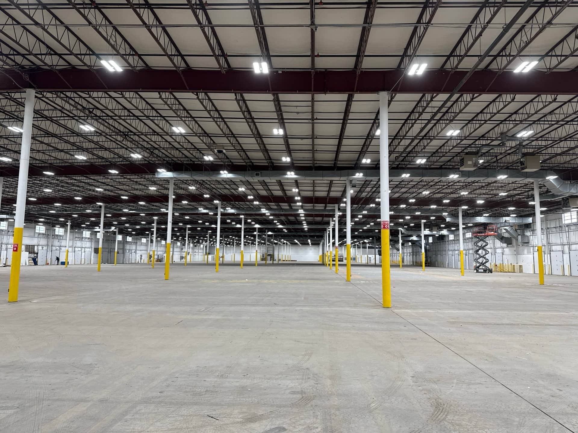 Energy-efficient LED high-bays inside a New York warehouse after upgrade